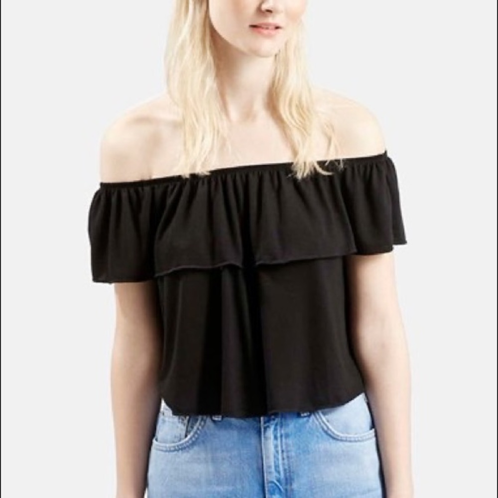 TopShop Black Off Shoulder Crop Top